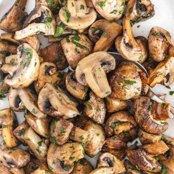 Roasted mushrooms on a platter