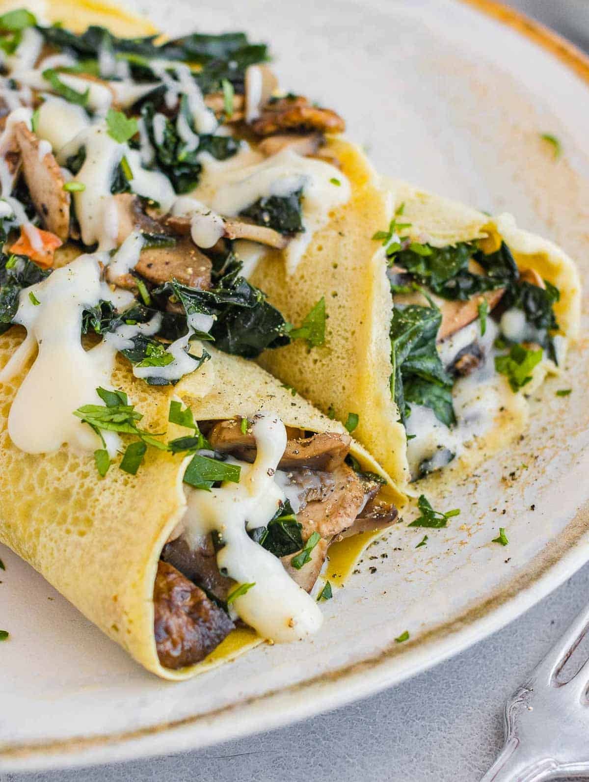 savory crepes with white sauce
