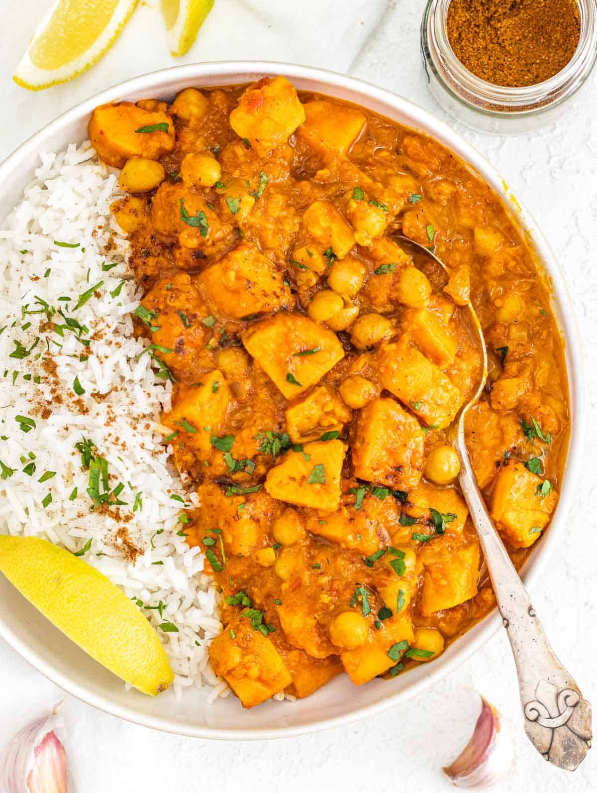 sweet potato curry with spoon