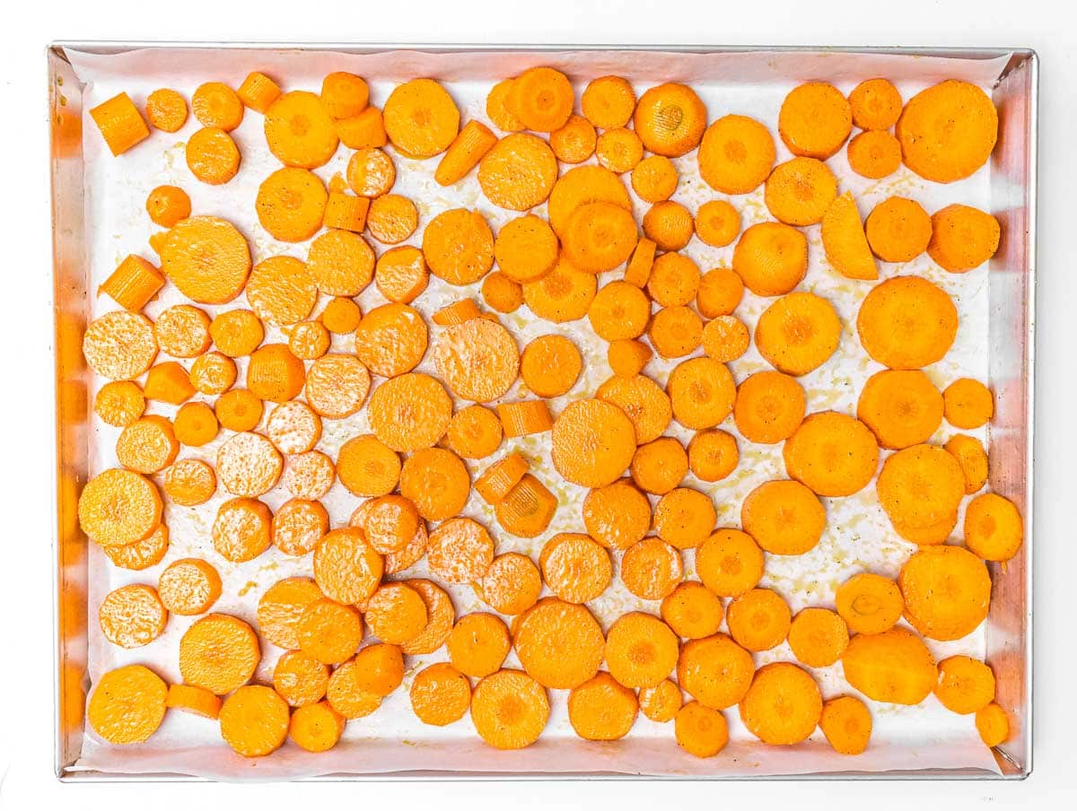 Carrots on baking tray