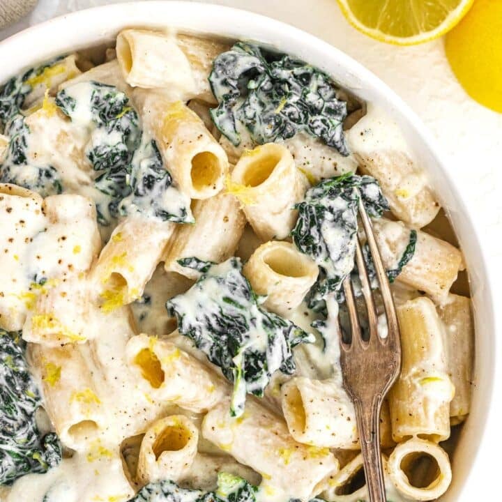 Creamy Kale Pasta with fork