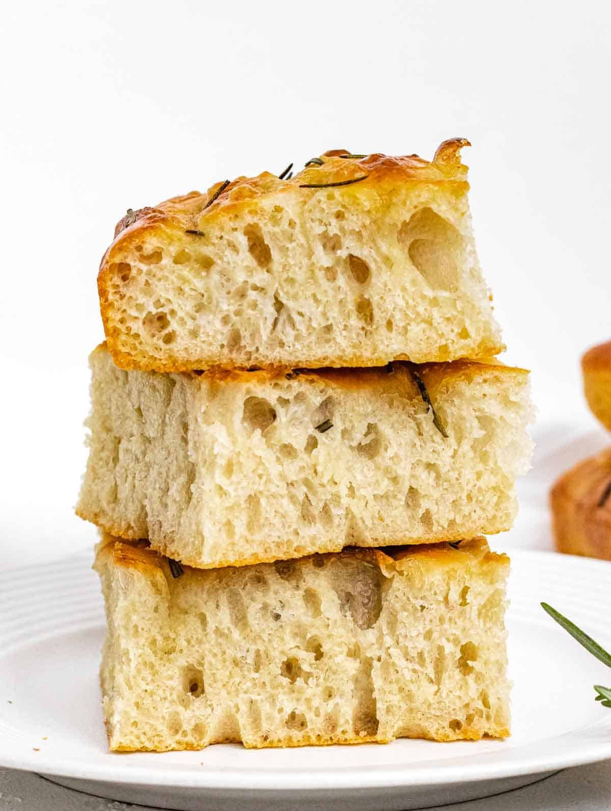 focaccia stacked on a plate