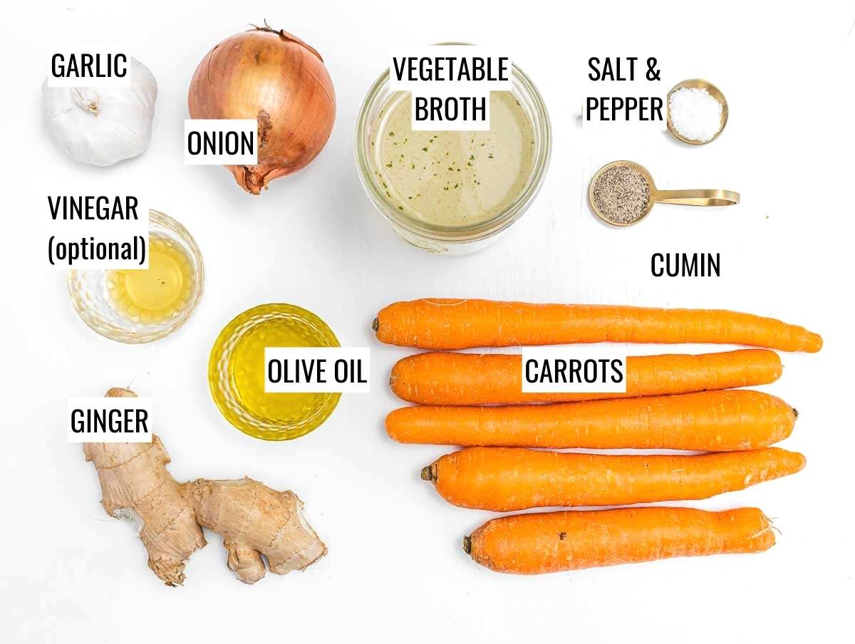 Ingredients for easy carrot soup