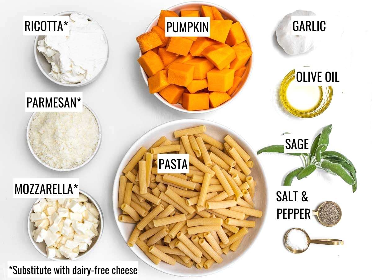 Ingredients pumpkin pasta bake