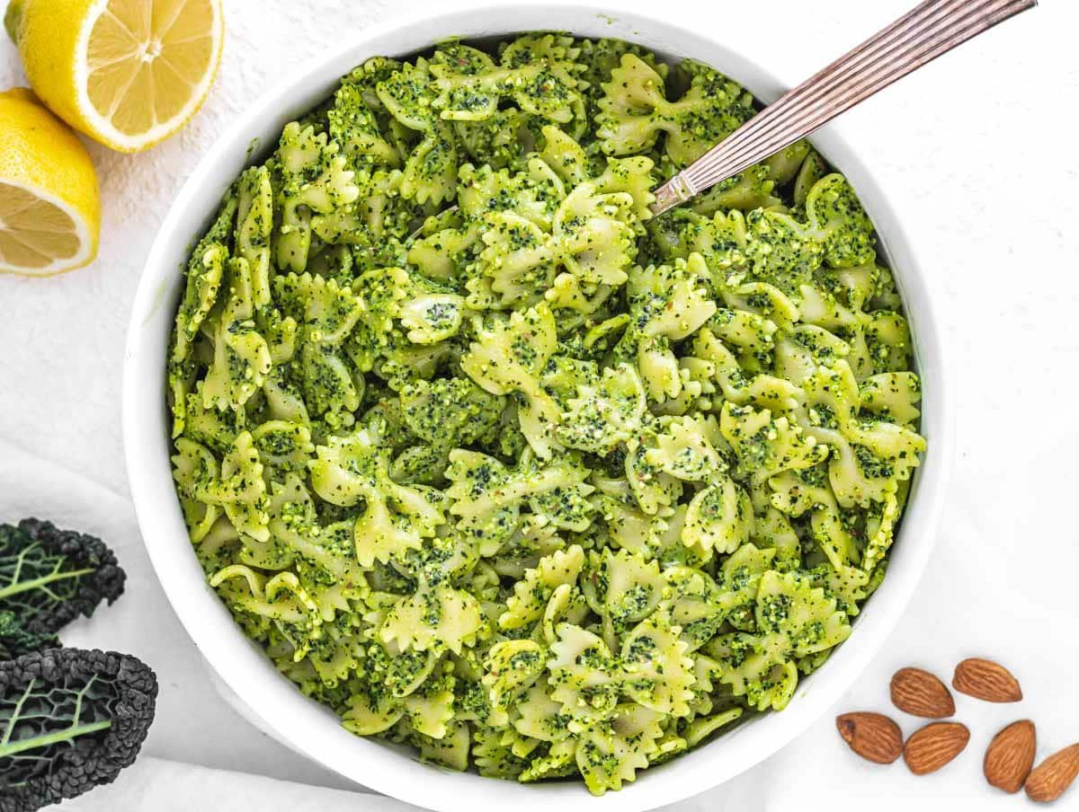 Kale Pesto with bow tie pasta