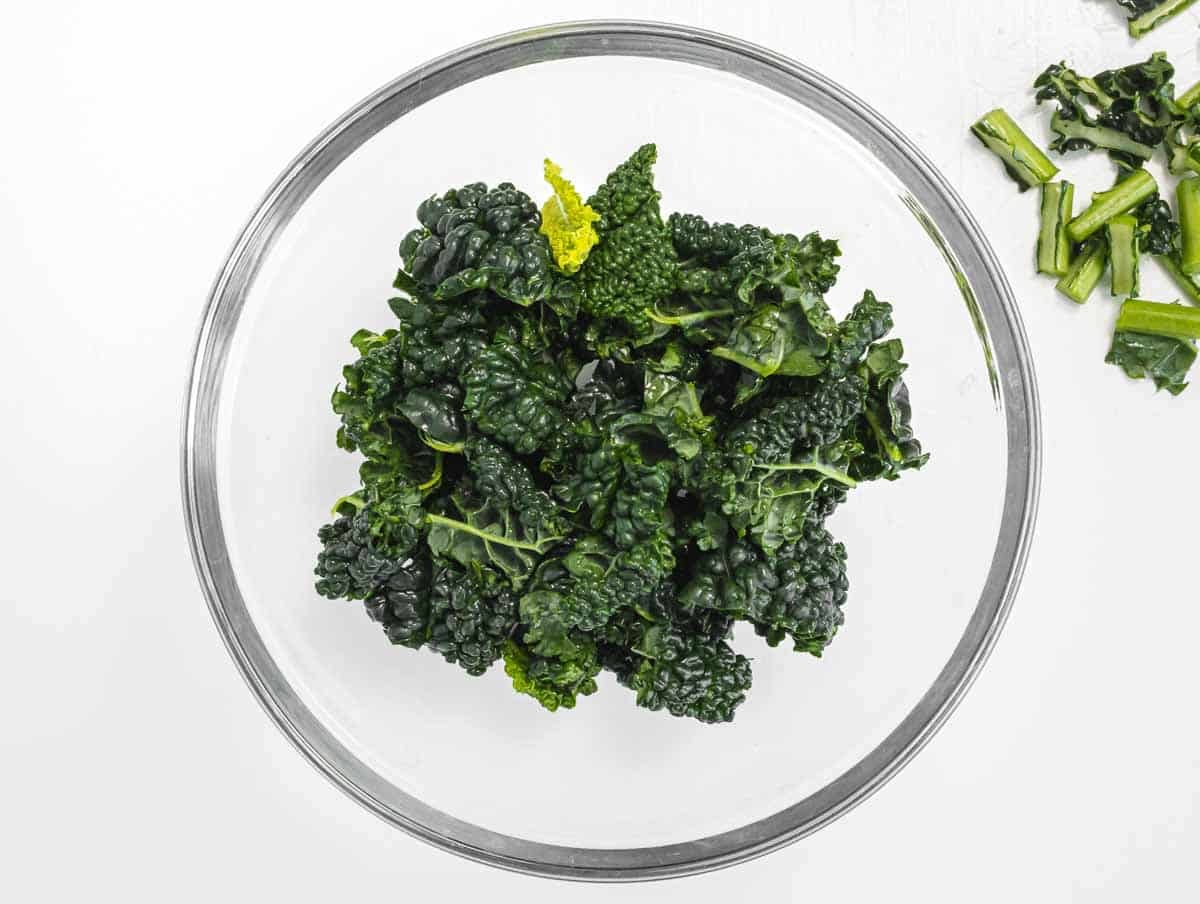 Kale in a bowl without stem