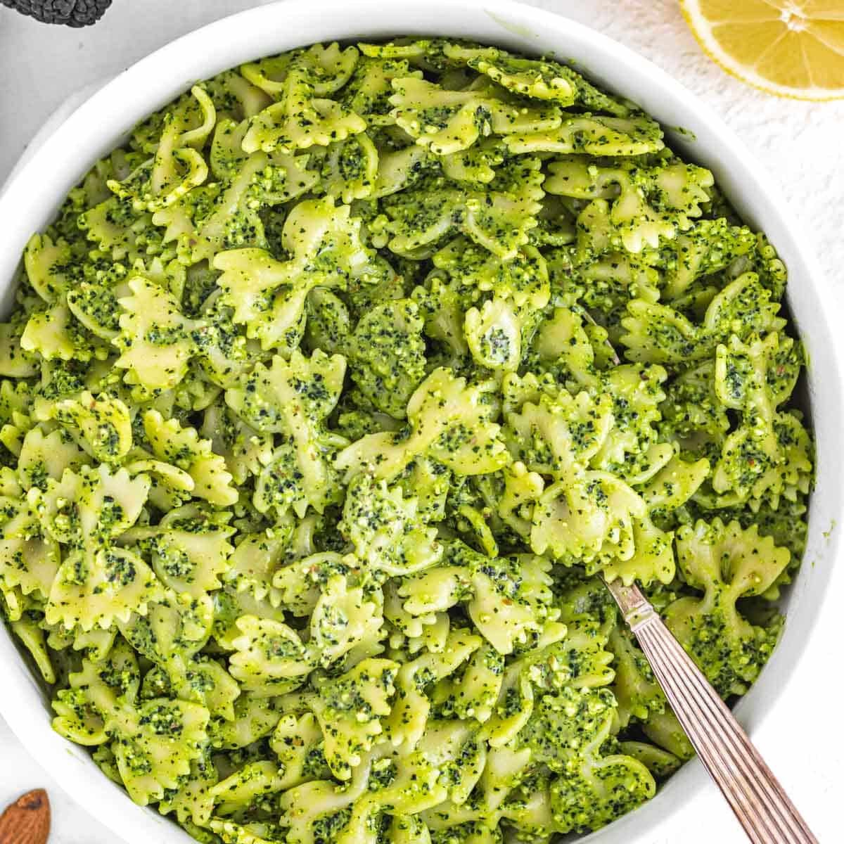 Kale pasta in a bowl