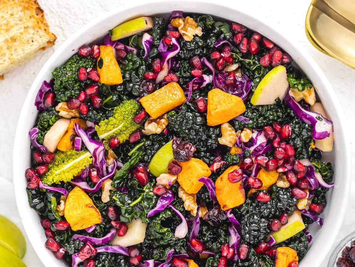 Kale salad with pomegranate seeds