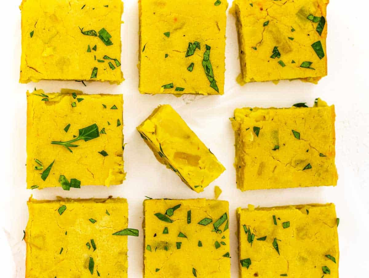 Potato frittata with parsley on parchment paper