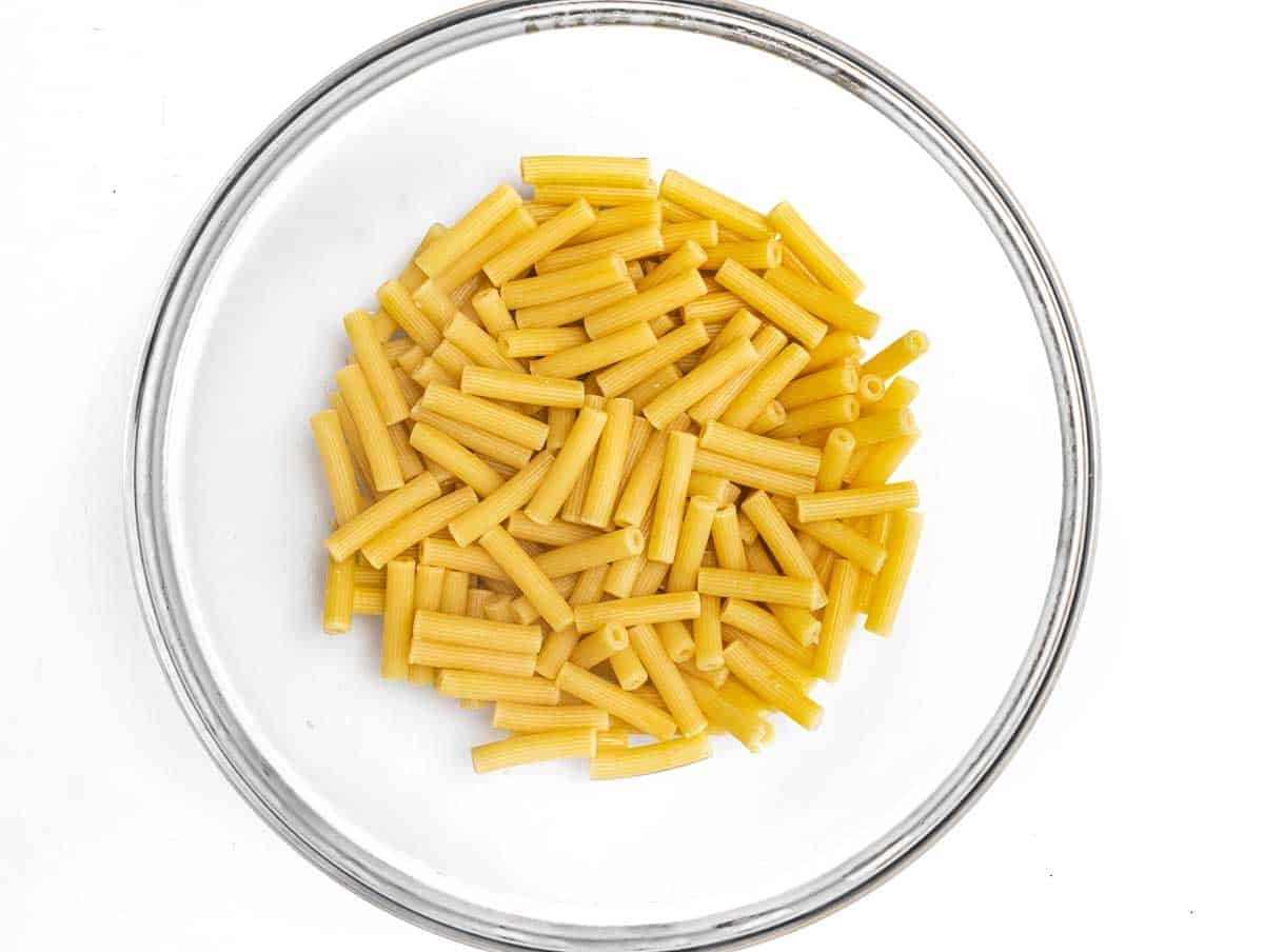 ziti pasta in a bowl