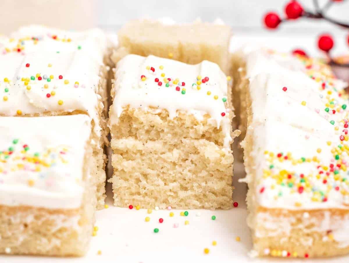 Vegan vanilla cake pieces and sprinkles