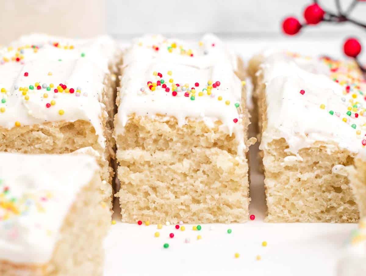 Vegan vanilla cake pieces with sprinkles
