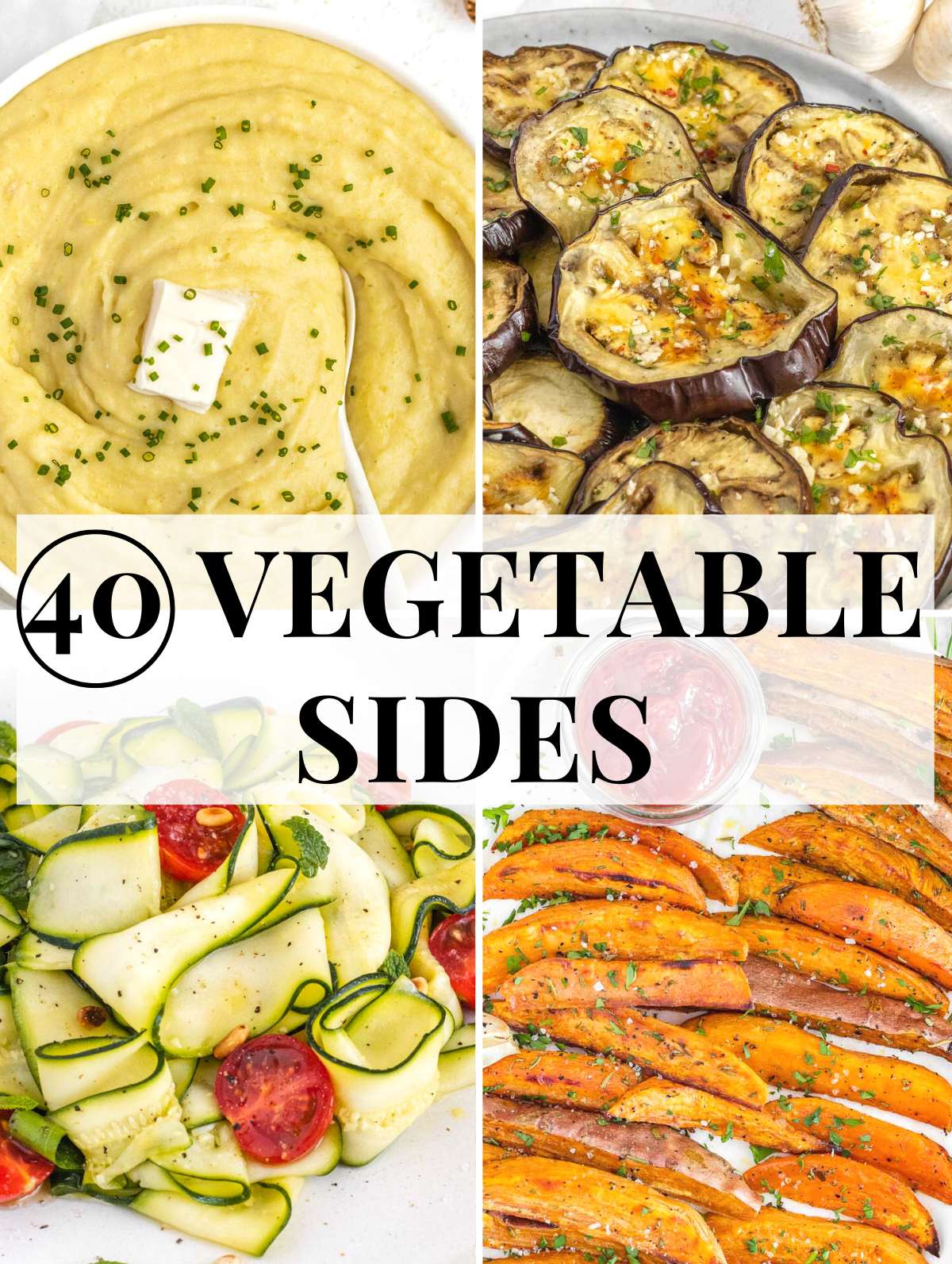 Vegetable sides with roasted and mashed vegetables