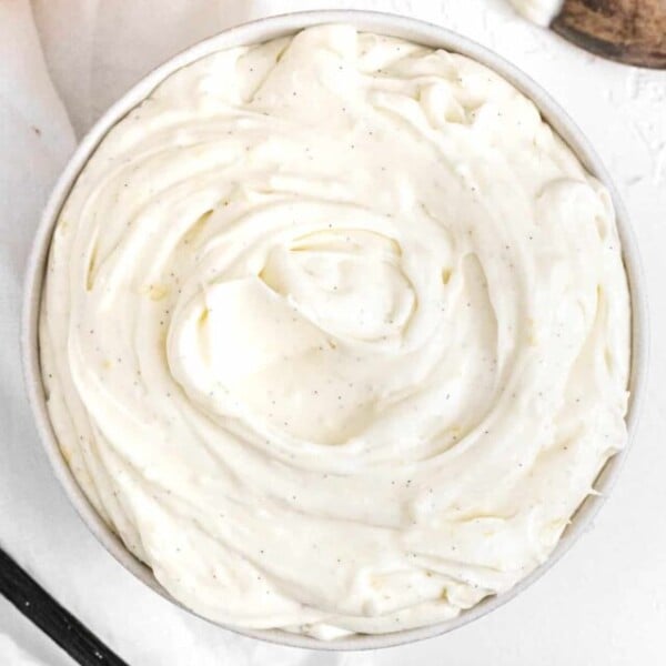 vegan cream cheese frosting in a bowl
