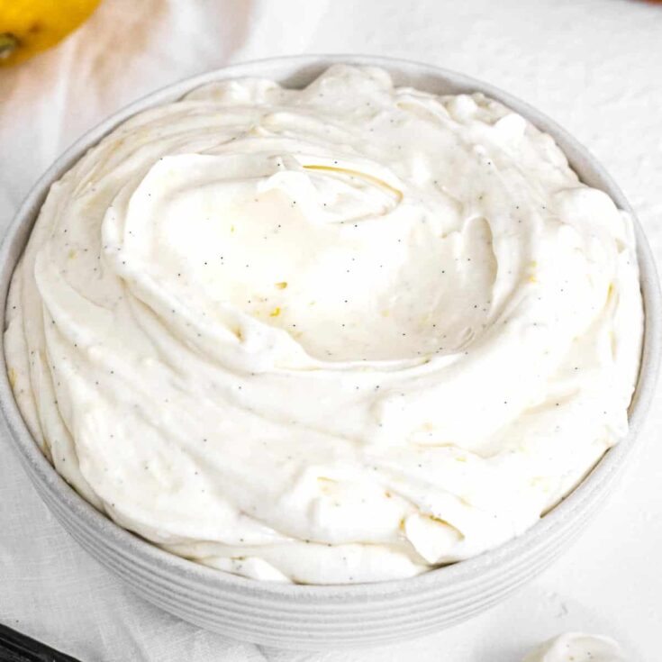 vegan cream cheese frosting in a bowl