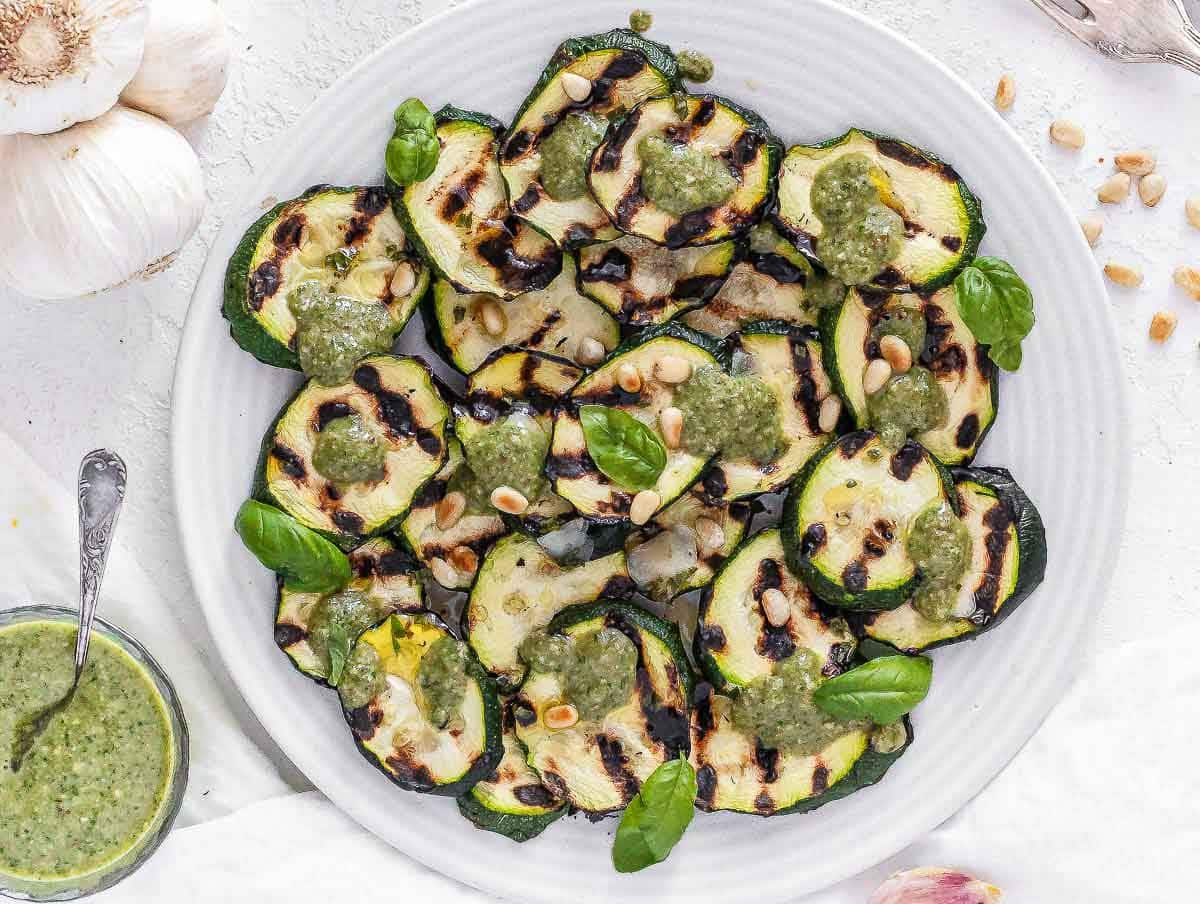 grilled zucchini on white plate