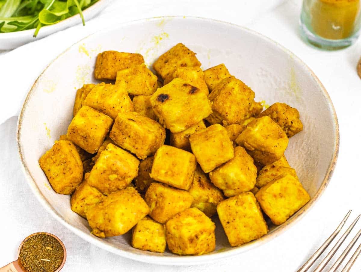curry tofu in a bowl