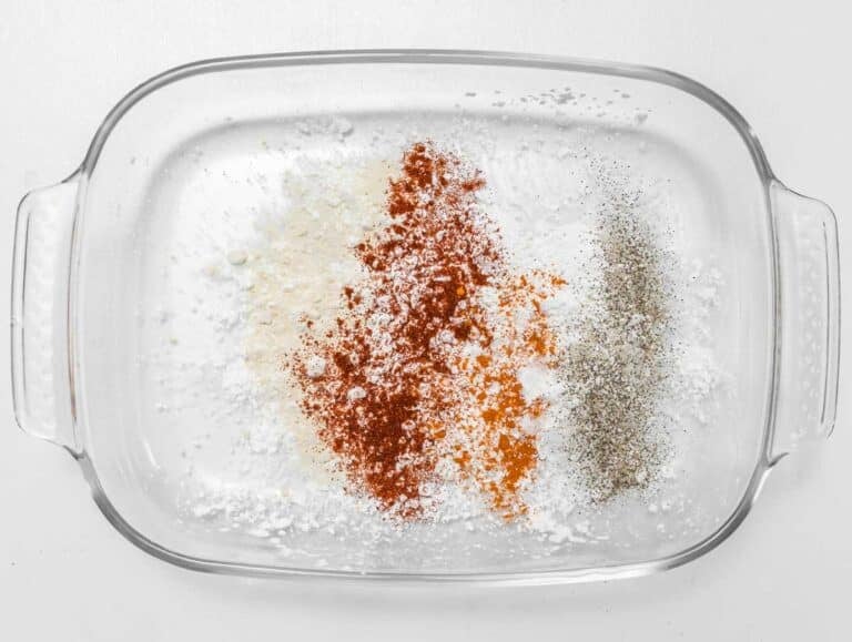 spice mix in a baking pan