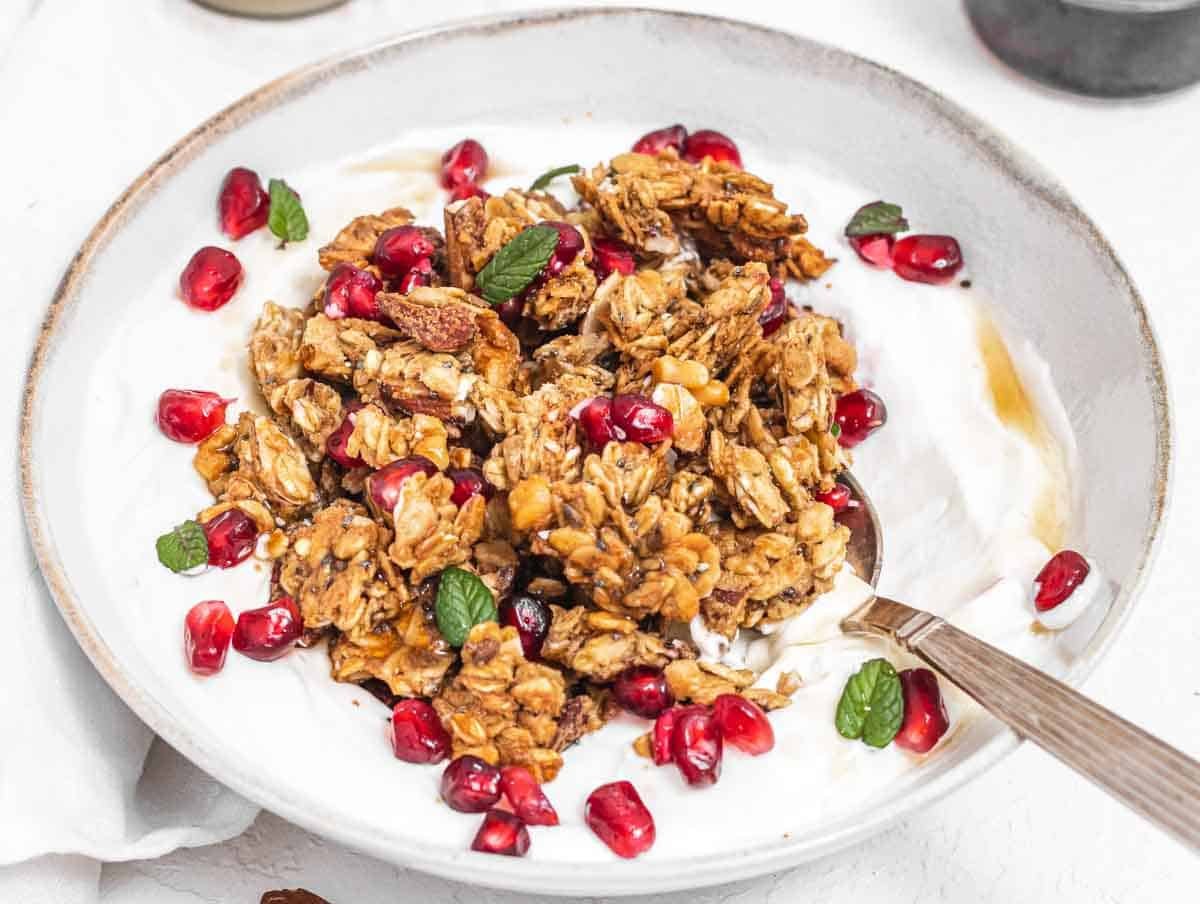 homemade granola with pomegranate