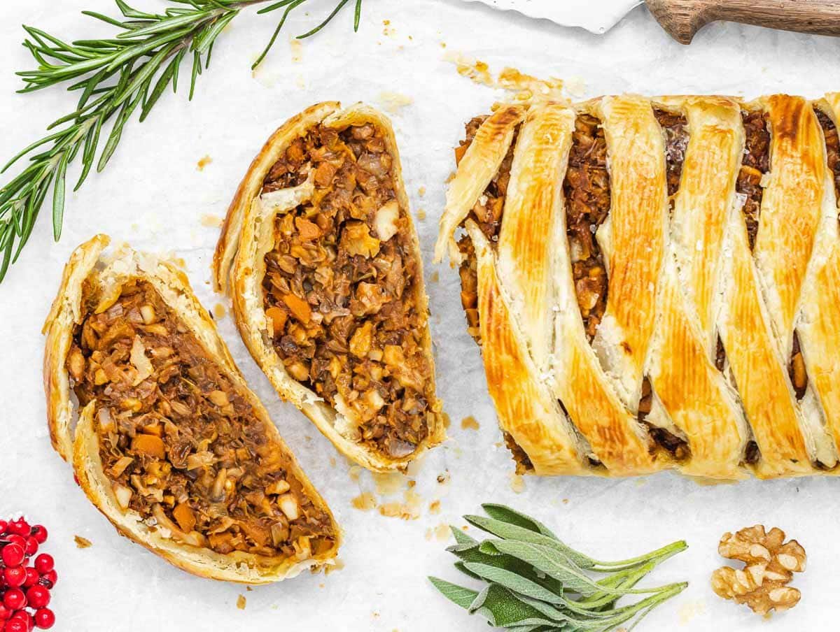 mushroom wellington in slices