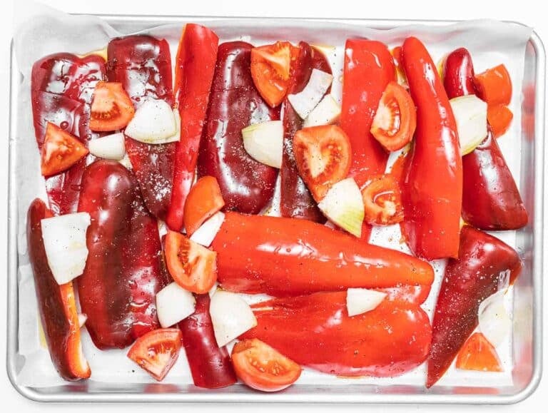 bell pepper and tomatoes on a tray