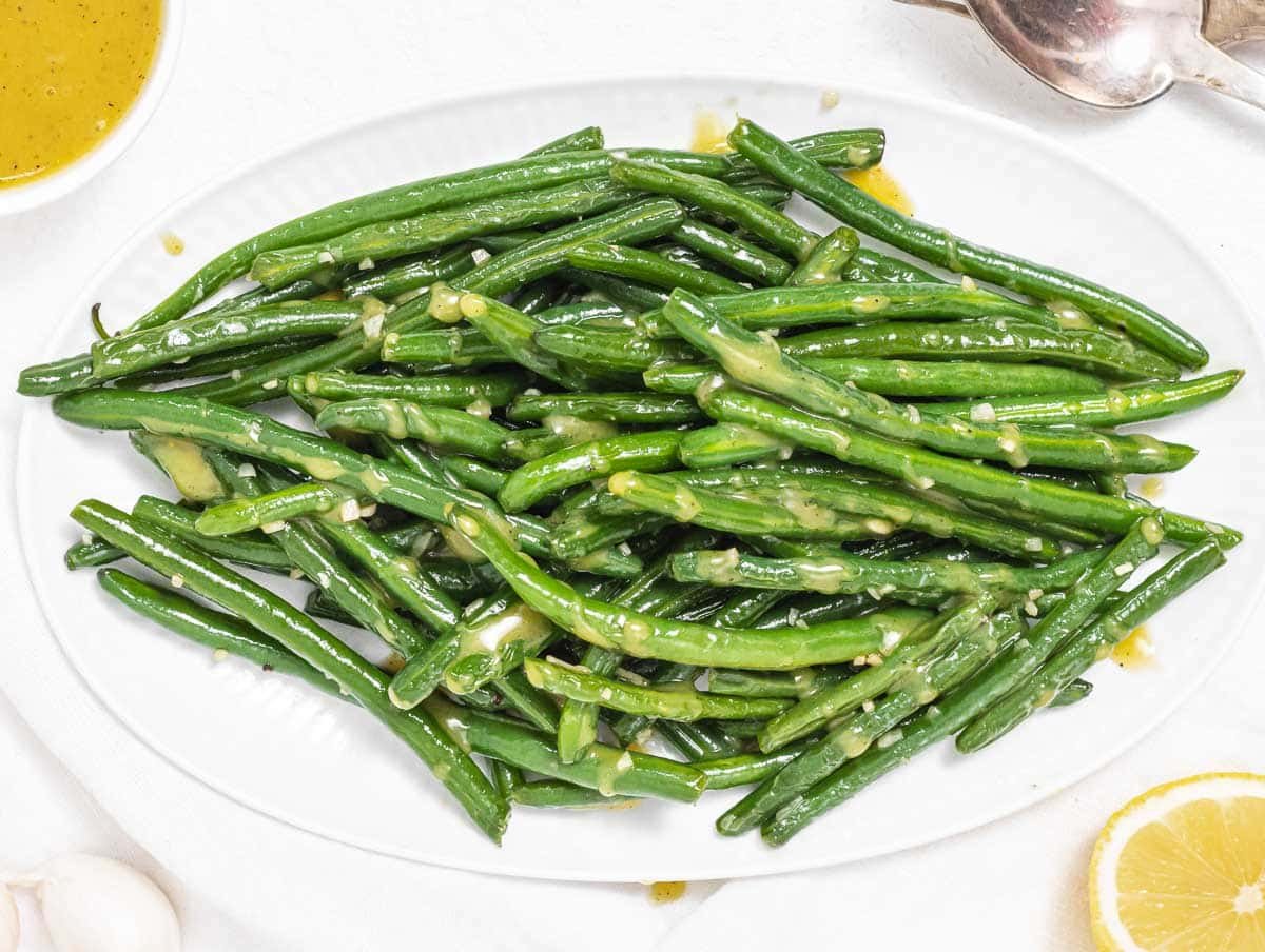 Green beans with honey mustard dressing
