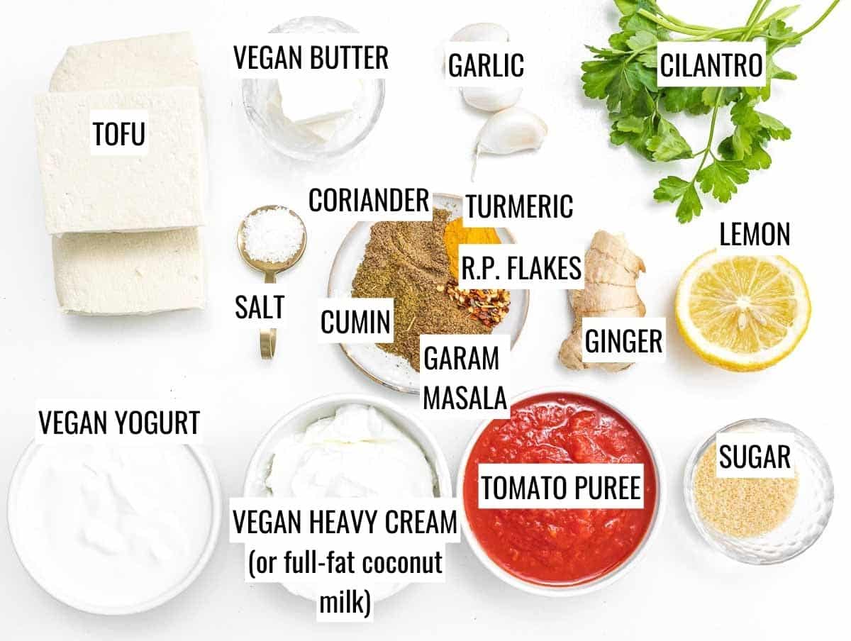 ingredients for vegan butter chicken
