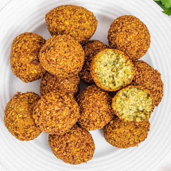 Falafel opened on a plate