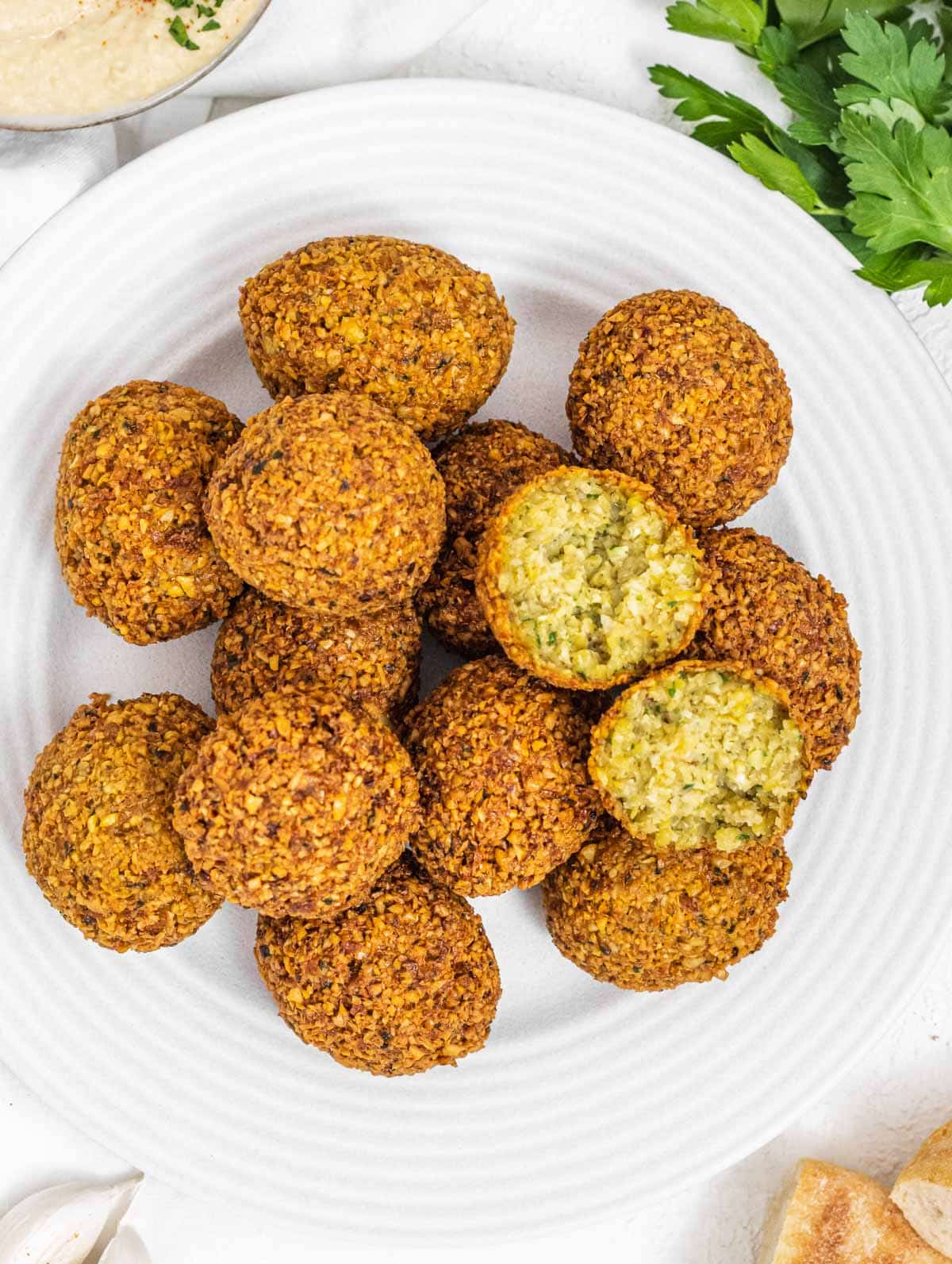 Falafel on a plate with parsley