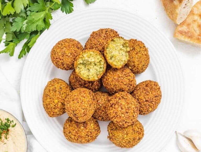 Falafel with bite on a plate