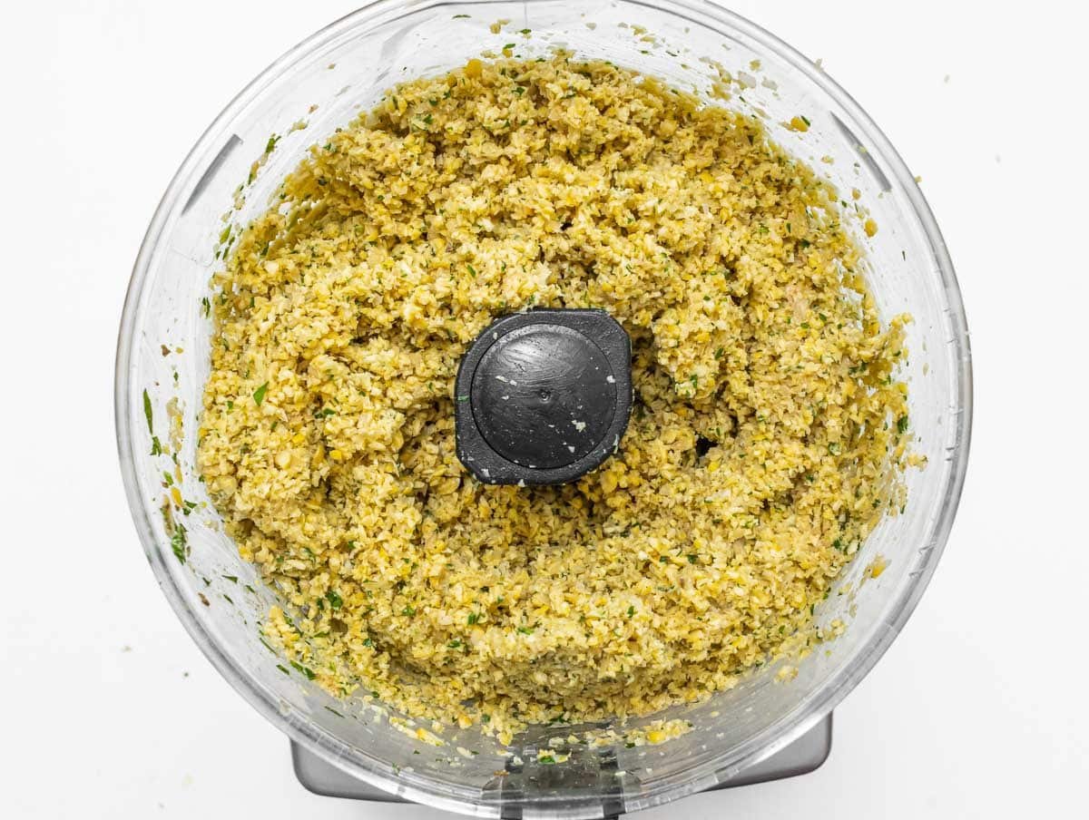 falafel mix in a food processor
