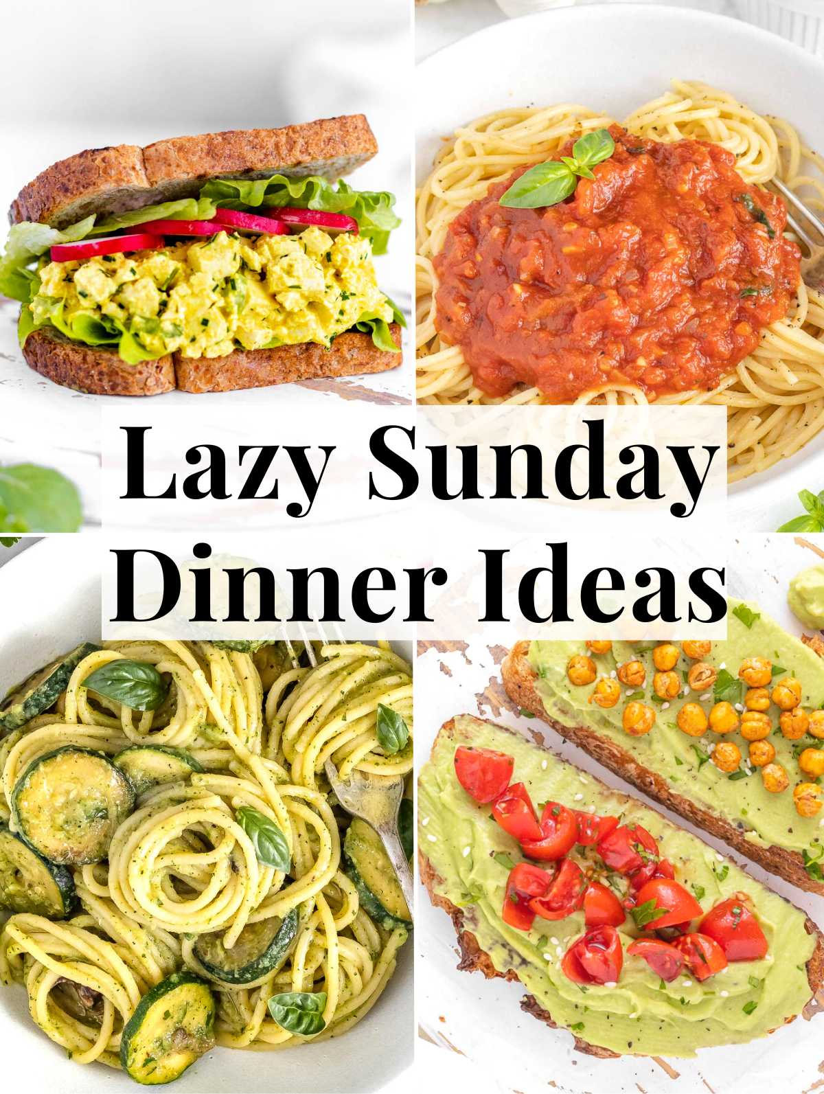 Lazy Sunday Dinners with sandwich and pasta