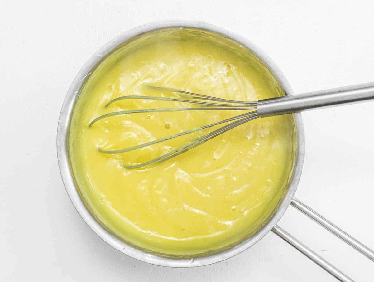 lemon custard in a saucepan