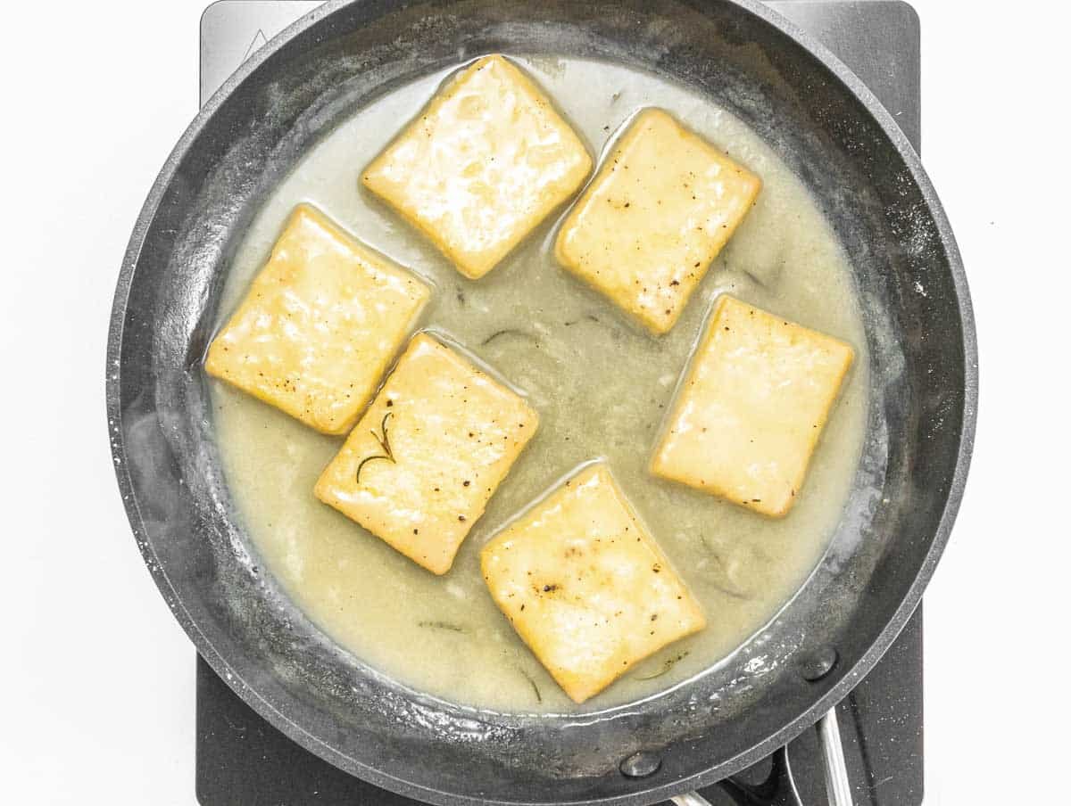 Lemon tofu ready to serve