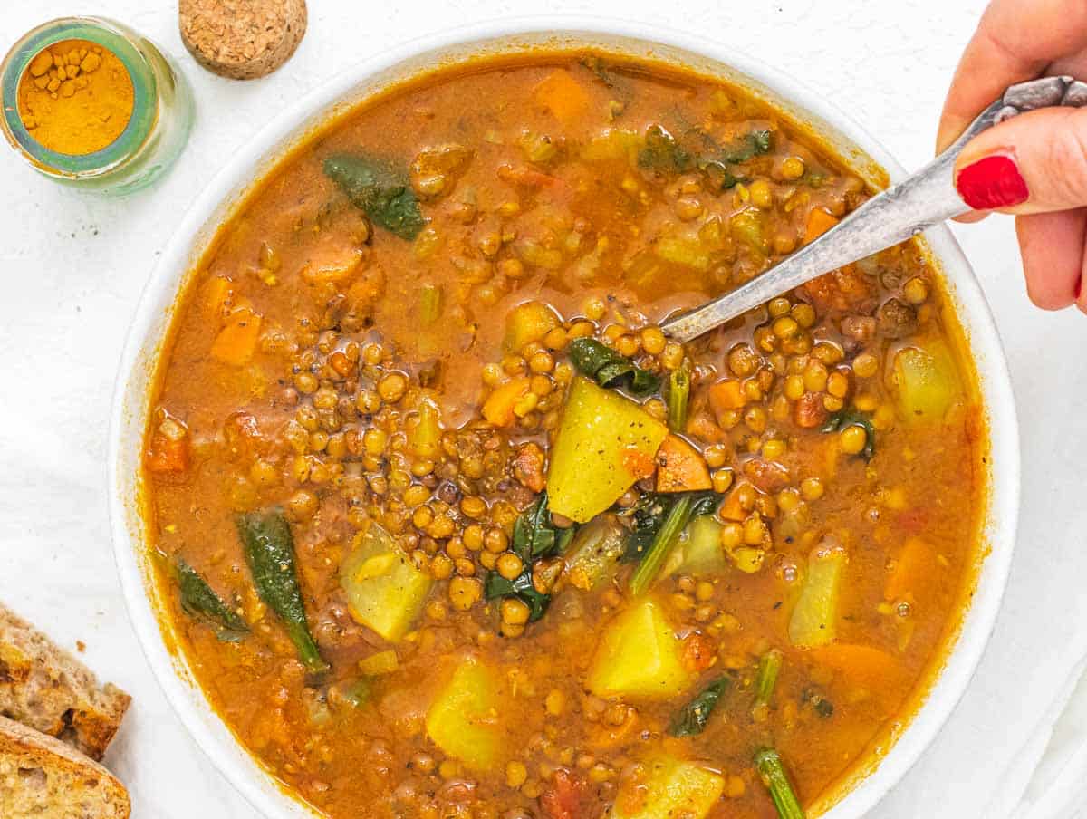 turmeric and potatoes lentil soup