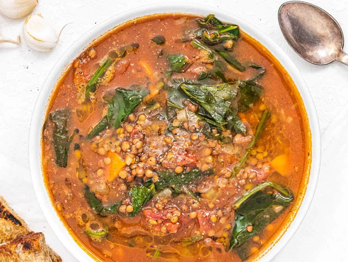 lentil vegetable soup with spinach