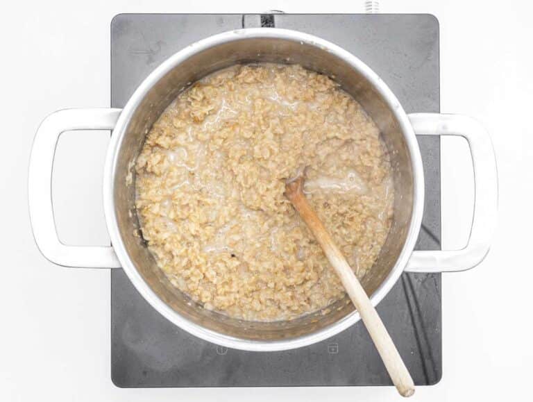 cooked oatmeal in a pot