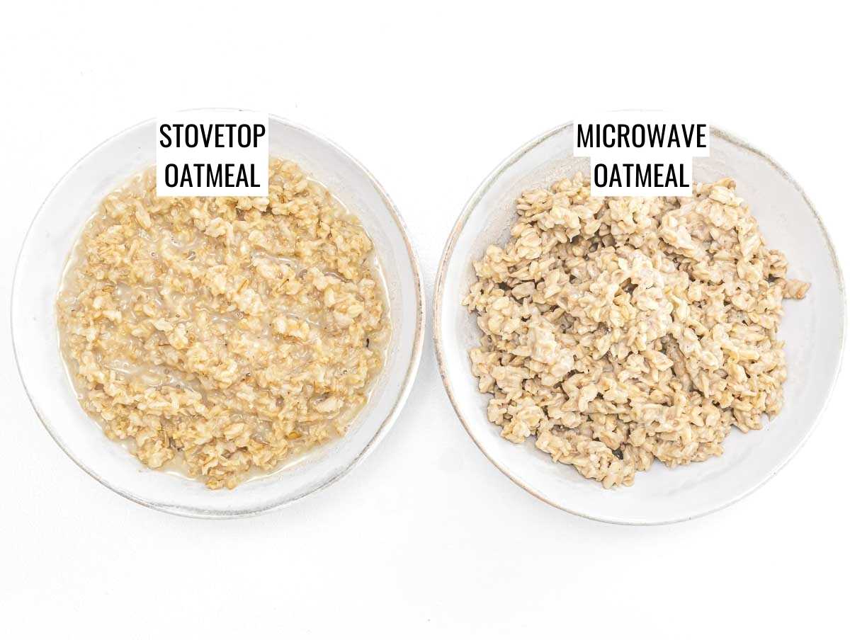 microwaved and stovetop cooked oatmeal
