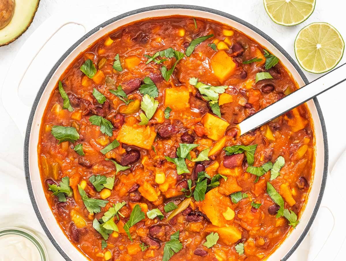 Sweet potato chili with cilantro