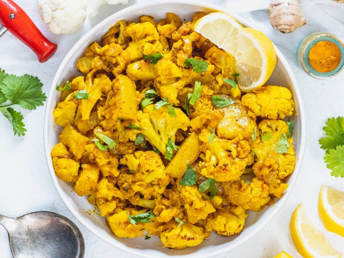 Aloo gobi with cilantro and lemon