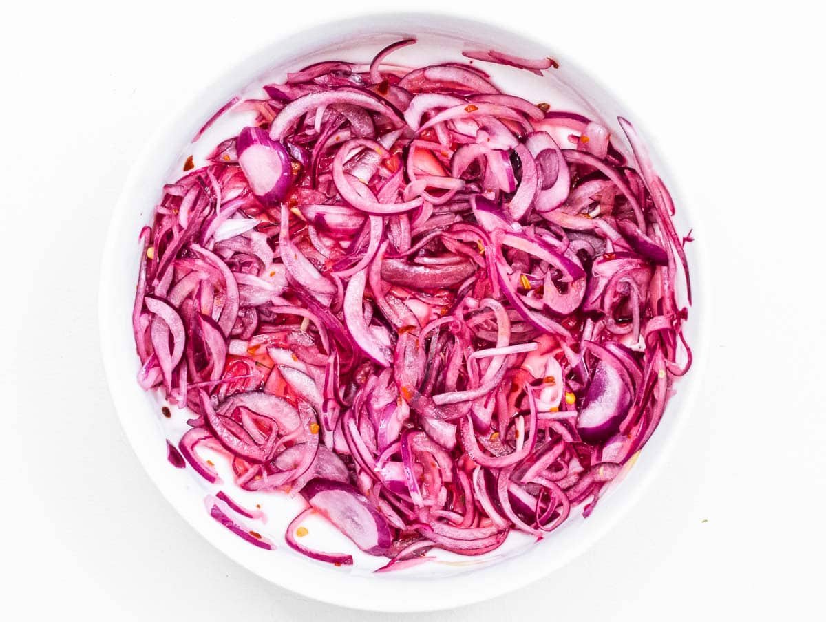Red onion after marinating