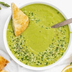 Asparagus Soup with parmesan and bread