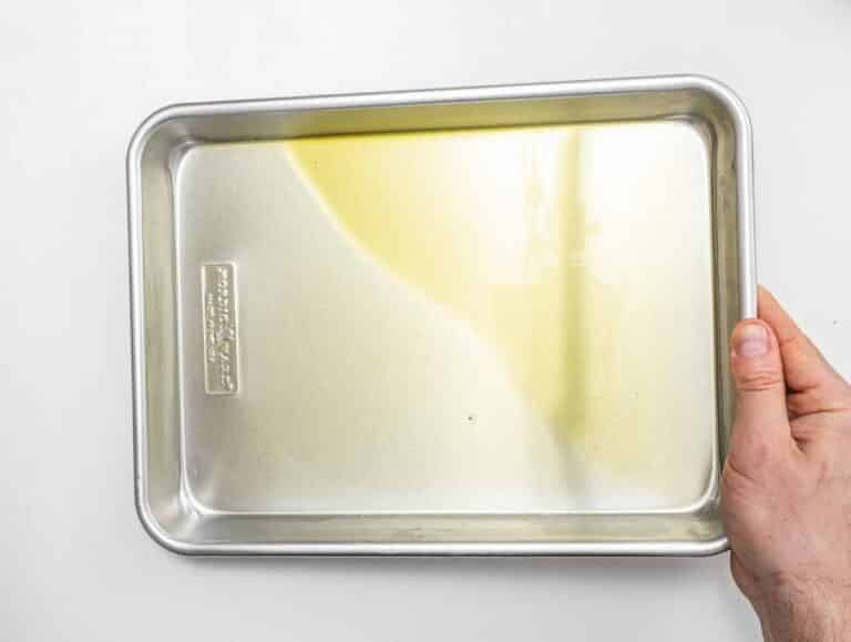 oil in a baking tray