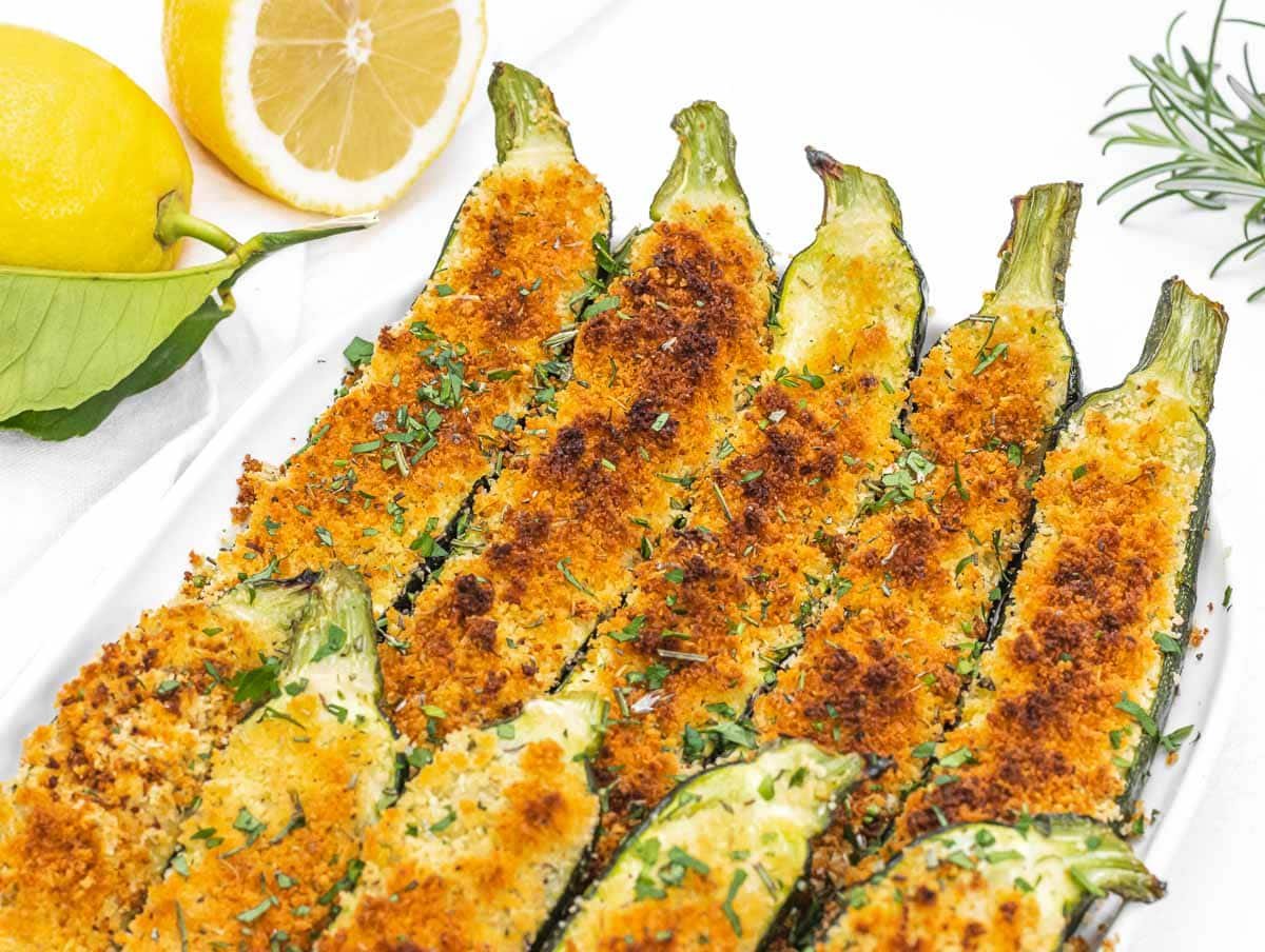 roasted zucchini with breadcrumbs topping