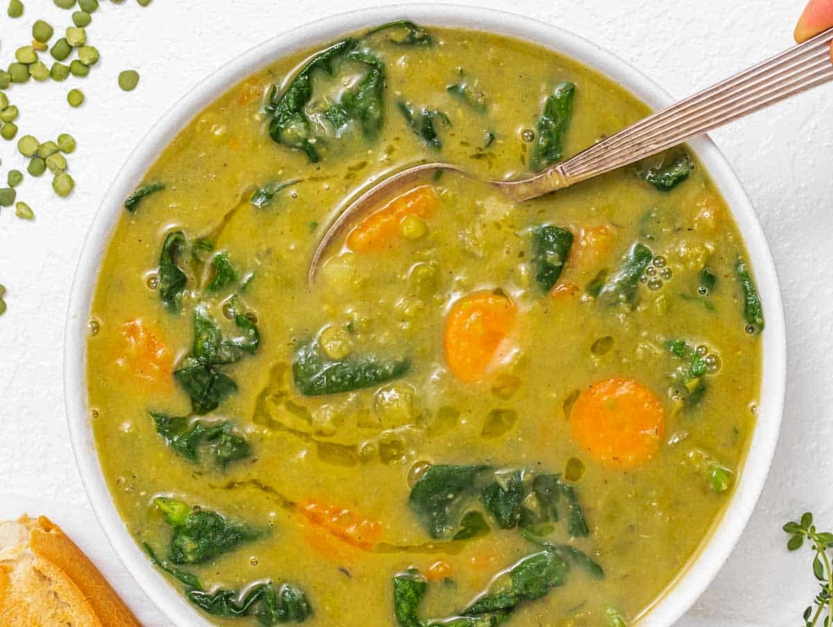 Split peas soup with spoon