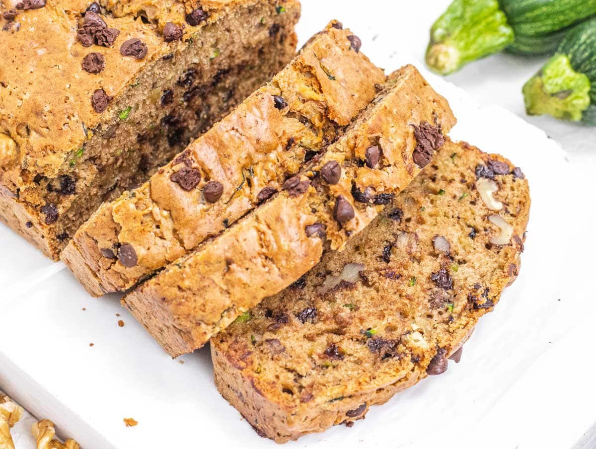 Vegan Zucchini Bread cut into slices