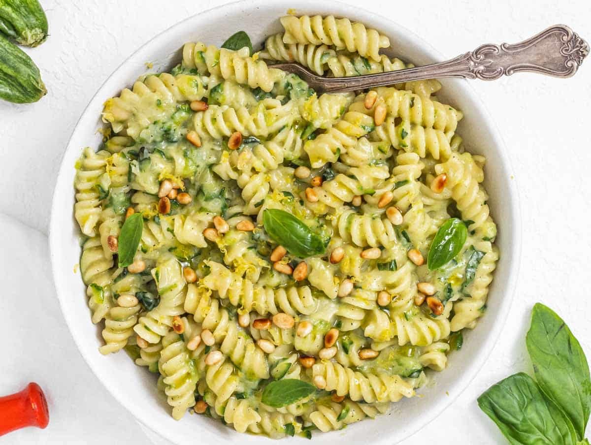 Zucchini Pasta with a fork