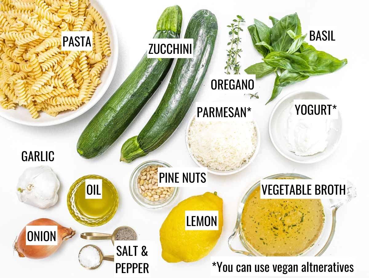 Zucchini pasta ingredients
