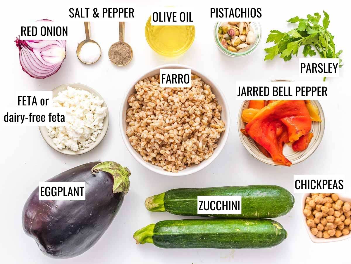 Farro salad baked veggies ingredients