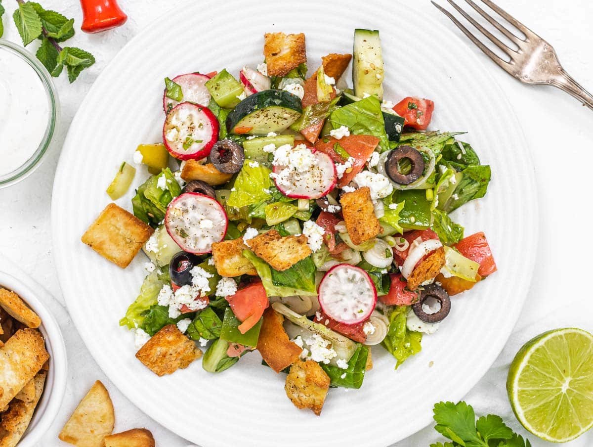 Fattoush on a plate